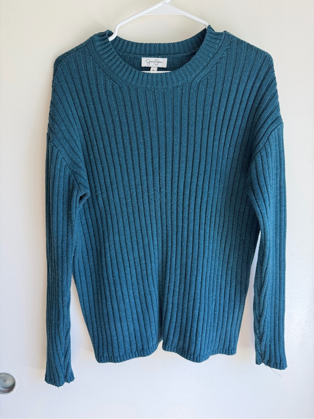 Jessica Simpson Teal Ribbed Crewneck Sweater